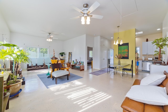17-250 Meaulu St, Keaau, HI 96749 - living area with ceiling fan, recessed lighting, and attic access