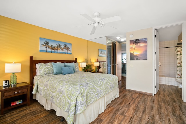 3811 Edward Rd Unit 8204, Princeville, HI 96722 - bedroom featuring wood finished floors, ensuite bath, and a ceiling fan