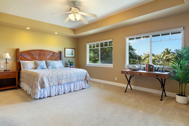 68-3744 Ua Noe Pl, Waikoloa, HI 96738 - bedroom with light carpet, baseboards, recessed lighting, and a ceiling fan