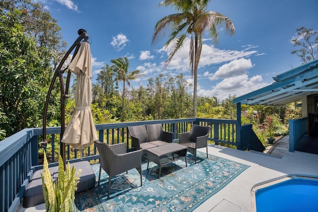 15-1429 23rd Ave, Keaau, HI 96749 - wooden deck with outdoor lounge area