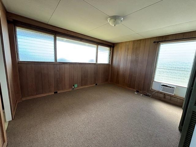 273 Iwalani St, Hilo, HI 96720 - empty room featuring wood walls, carpet floors, and cooling unit