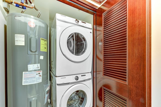 4-820 Kuhio Hwy Unit H304, Kapaa, HI 96746 - laundry area with estacked washer and dryer and water heater