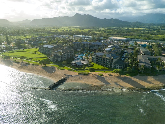 4-820 Kuhio Hwy Unit H304, Kapaa, HI 96746 - aerial view of property and surrounding area featuring a water and mountain view