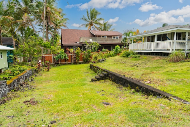 15-2753 Papio St, Pahoa, HI 96778 - view of grassy yard with a wooden deck