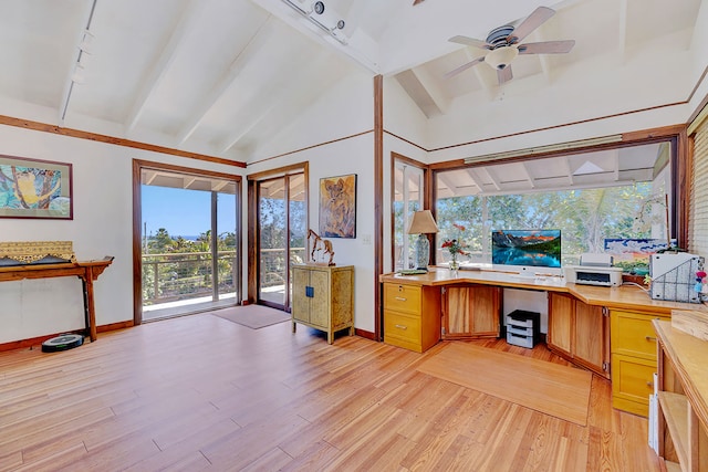 12-211 Oliana Dr, Pahoa, HI 96778 - unfurnished office with light wood-style floors, baseboards, rail lighting, and healthy amount of natural light