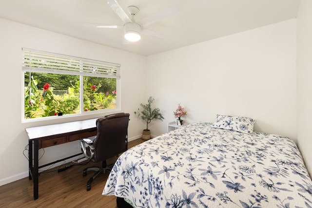15-1798 20th Ave, Keaau, HI 96749 - bedroom featuring wood finished floors, baseboards, ceiling fan, and an office area