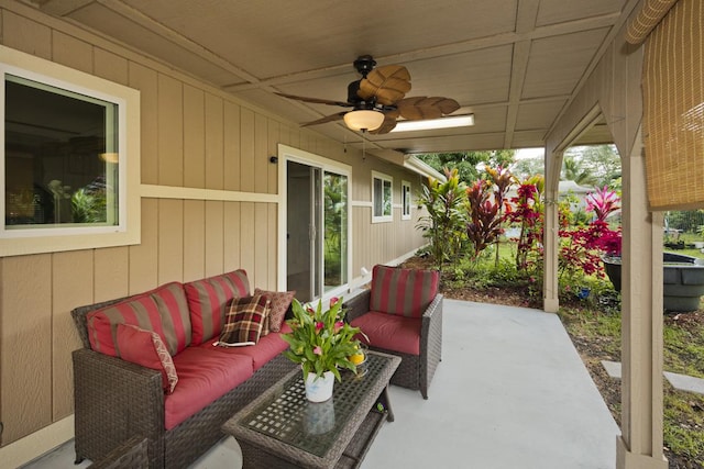 15-1798 20th Ave, Keaau, HI 96749 - view of patio / terrace with outdoor lounge area and a ceiling fan