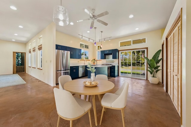 15-1612 3rd Ave, Keaau, HI 96749 - dining area with concrete flooring, recessed lighting, healthy amount of natural light, and ceiling fan