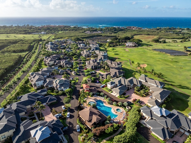 2611 Kiahuna Plantation Dr Unit 15F, Koloa, HI 96756 - aerial perspective of suburban area featuring a large body of water, a golf club, and a pool