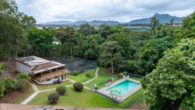 4701 Kawaihau Rd Unit A101, Kapaa, HI 96746 - drone / aerial view of mountains and a pool area