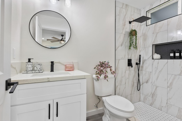 16-2050 Pikake Dr, Pahoa, HI 96778 - bathroom with ceiling fan, vanity, and a tile shower