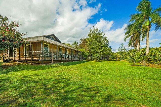 6161 Holio Rd, Kapaa, HI 96746 - view of grassy yard with a wooden deck