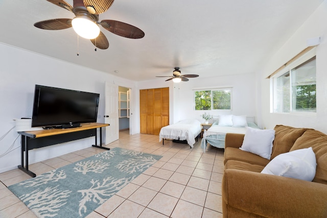 16-1381 Pohaku Cir, Keaau, HI 96749 - living area with ceiling fan and light tile patterned floors