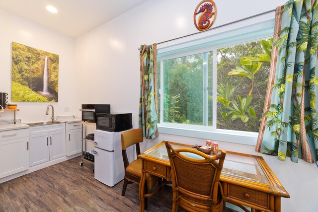 16-1381 Pohaku Cir, Keaau, HI 96749 - home office featuring a sink, dark wood-style flooring, and recessed lighting