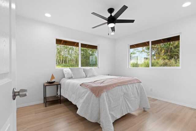 16-2072 Hapuu Dr, Pahoa, HI 96778 - bedroom featuring recessed lighting, light wood-style flooring, baseboards, and ceiling fan