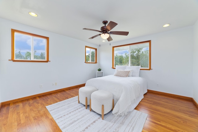 15-1505 2nd Ave, Keaau, HI 96749 - bedroom featuring baseboards, light wood-type flooring, recessed lighting, and ceiling fan