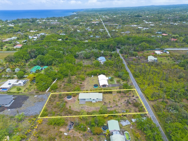 15-1505 2nd Ave, Keaau, HI 96749 - aerial view of property's location with property parcel outlined and a nearby body of water