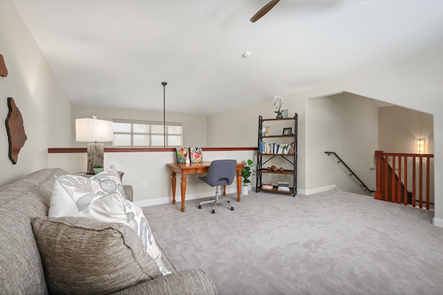 68-1122 Na Ala Hele Rd Unit A22, Kamuela, HI 96743 - carpeted office featuring ceiling fan, baseboards, and vaulted ceiling
