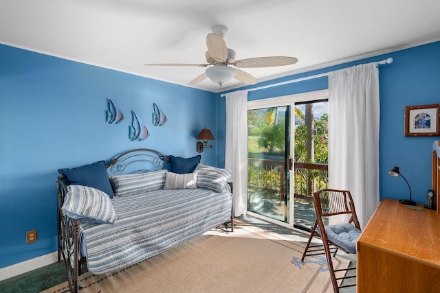 87-287 Kaohe Rd, Captain Cook, HI 96704 - bedroom with access to exterior and ceiling fan