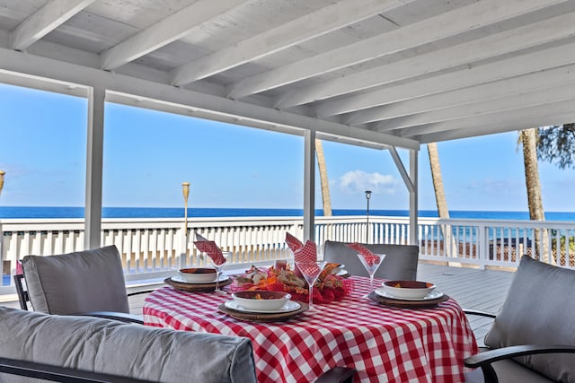 15-1023 Ala Heiau Rd, Keaau, HI 96749 - view of patio featuring a deck with water view and an outdoor living space