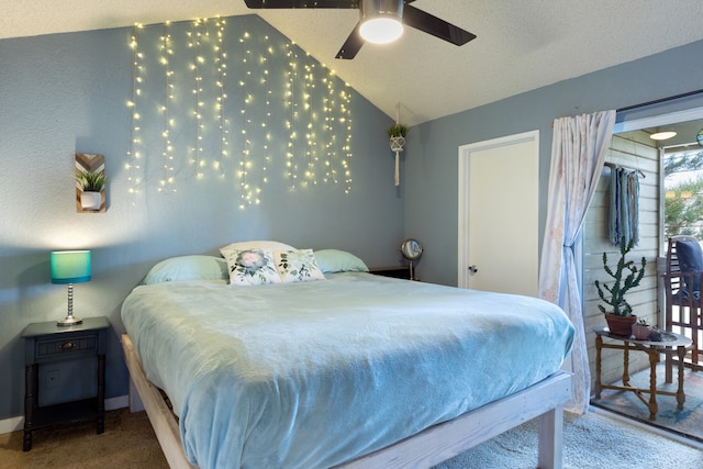 68-3890 Lua Kula St Unit 1007, Waikoloa, HI 96738 - bedroom with carpet floors, vaulted ceiling, and access to exterior