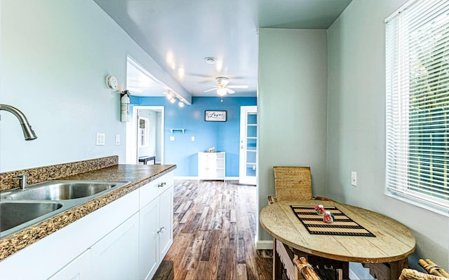 15-1688 18th Ave, Maia Keaau, HI 96749 - kitchen with a sink, dark wood-style floors, white cabinetry, and plenty of natural light