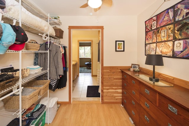 13-3571 Pomaikai St, Pahoa, HI 96778 - walk in closet featuring a ceiling fan and wood finished floors