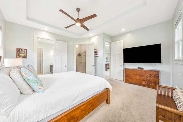 2344 Halalii Pl, Koloa, HI 96756 - bedroom featuring a tray ceiling, recessed lighting, and ceiling fan