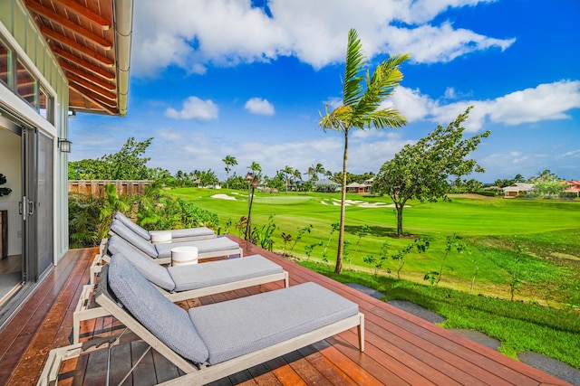 2739 Uluwehi St, Koloa, HI 96756 - wooden deck featuring view of golf course and a lawn