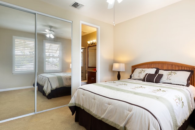 68-180 Waikoloa Beach Dr Unit J1, Waikoloa, HI 96738 - bedroom featuring carpet, a closet, a ceiling fan, and baseboards