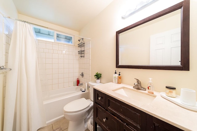 15-1702 11th Ave, Keaau, HI 96749 - bathroom featuring vanity, toilet, shower / bathtub combination with curtain, and tile patterned flooring