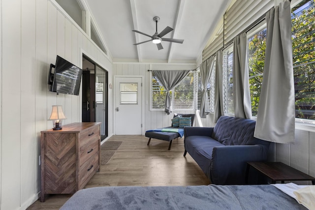 15-1988 1st Ave, Akala Keaau, HI 96749 - bedroom featuring wood finished floors, multiple windows, and vaulted ceiling