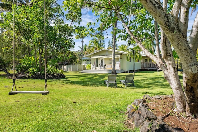 15-1988 1st Ave, Akala Keaau, HI 96749 - view of green lawn featuring a wooden deck