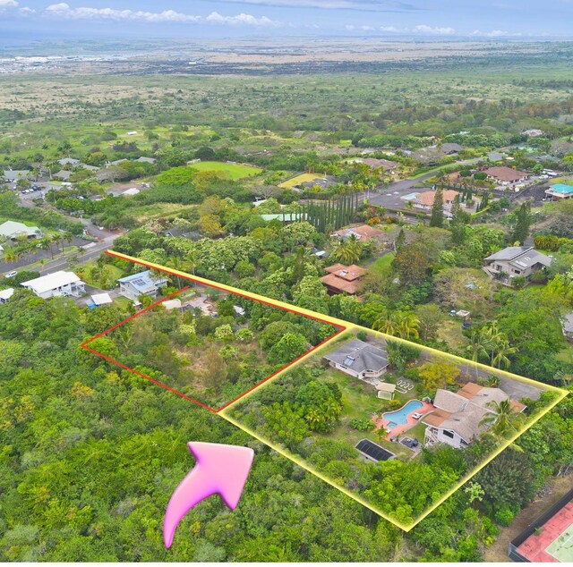 74-4969 Kealakaa St, Kailua-Kona, HI 96740 - aerial view of residential area with property parcel outlined