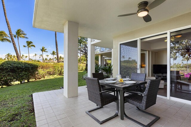 69-1010 Keana Pl Unit A104, Waikoloa, HI 96738 - view of patio with ceiling fan and outdoor dining area