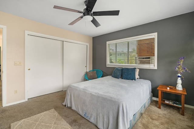 3968 Pai St, Kalaheo, HI 96741 - bedroom with carpet floors, a closet, a ceiling fan, and baseboards
