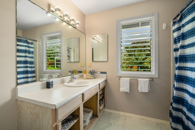 3968 Pai St, Kalaheo, HI 96741 - full bath featuring vanity, marble finish flooring, and baseboards