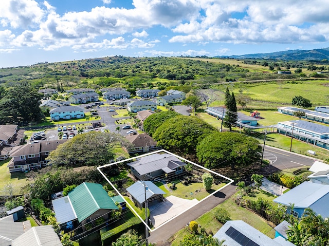3189 Hikina Rd, Koloa, HI 96756 - aerial perspective of suburban area featuring property boundaries highlighted