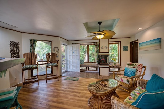 173 Opio Rd, Hilo, HI 96720 - living area featuring wood finished floors, healthy amount of natural light, ceiling fan, and recessed lighting
