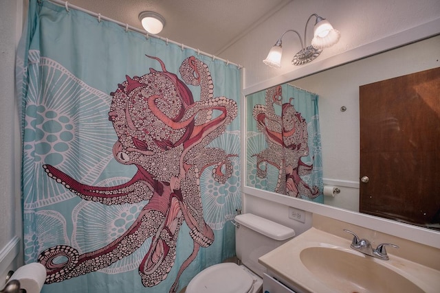 173 Opio Rd, Hilo, HI 96720 - full bathroom featuring toilet, vanity, and a shower with shower curtain