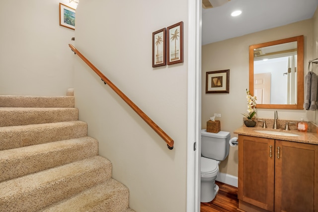 3411 Wilcox Rd Unit Aiii9, Lihue, HI 96766 - stairway with wood finished floors, baseboards, and recessed lighting