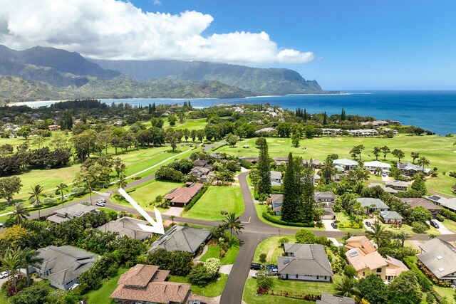5145 Kapiolani Lp, Princeville, HI 96722 - aerial view of residential area featuring a water and mountain view and a golf club