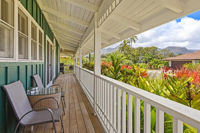 5145 Kapiolani Lp, Princeville, HI 96722 - wooden terrace featuring a mountain view