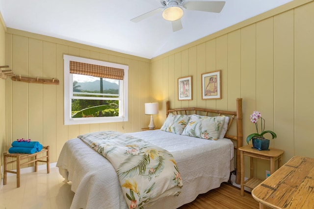 7359 Alealea Rd, Hanalei, HI 96714 - bedroom with vaulted ceiling, ceiling fan, and wood finished floors