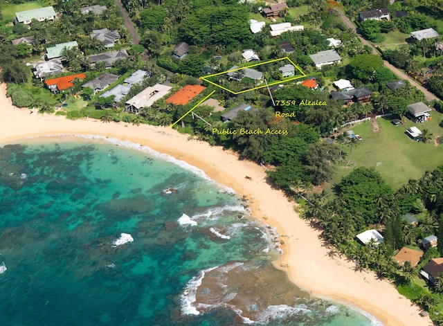 7359 Alealea Rd, Hanalei, HI 96714 - aerial view of residential area with expansive beach and property boundaries highlighted