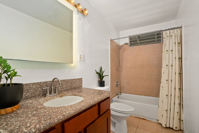 8562-B Elepaio Rd, Kekaha, HI 96752 - full bath with vanity, shower / tub combo with curtain, toilet, and tile patterned flooring