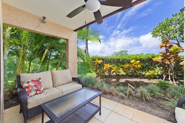 68-3840 Lua Kula St Unit H100, Waikoloa, HI 96738 - view of patio / terrace with a ceiling fan and an outdoor hangout area