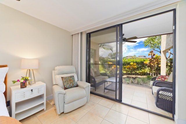 68-3840 Lua Kula St Unit H100, Waikoloa, HI 96738 - sitting room featuring a ceiling fan and light tile patterned flooring