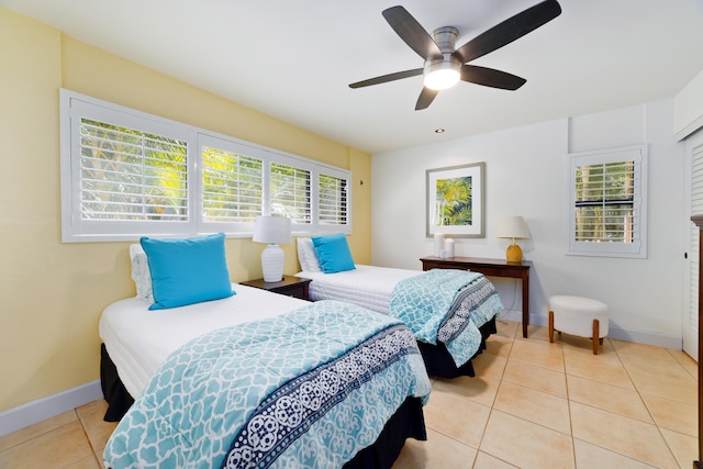 68-3840 Lua Kula St Unit H100, Waikoloa, HI 96738 - tiled bedroom featuring baseboards and ceiling fan