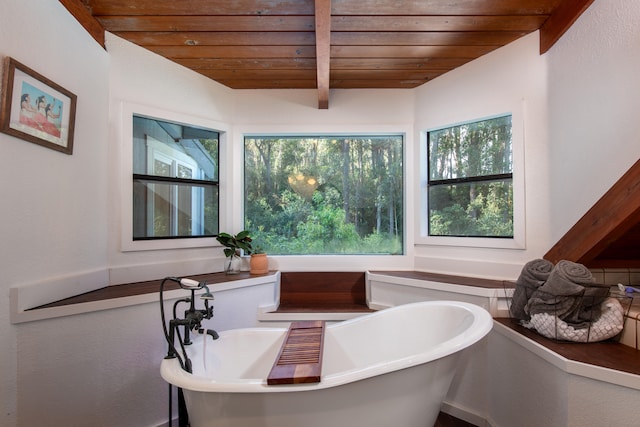 45-1070 Kalehua Rd, Honokaa, HI 96727 - full bathroom featuring wood ceiling and a soaking tub